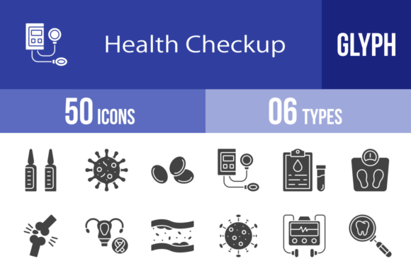 50 Health Checkup Glyph Icons Graphics