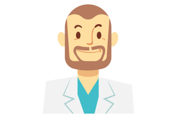 Bearded Man in White Coat Graphics & Illustrations