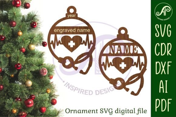 Doctor Nurse Christmas Ornament SVG for Laser Cutting & Winter Amp