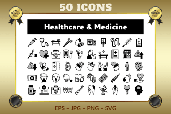 Healthcare Medicine Dots and Glyph Graphics and Icons