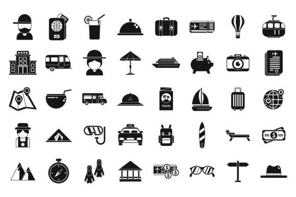 Review: Retirement Travel Icons Set Simple